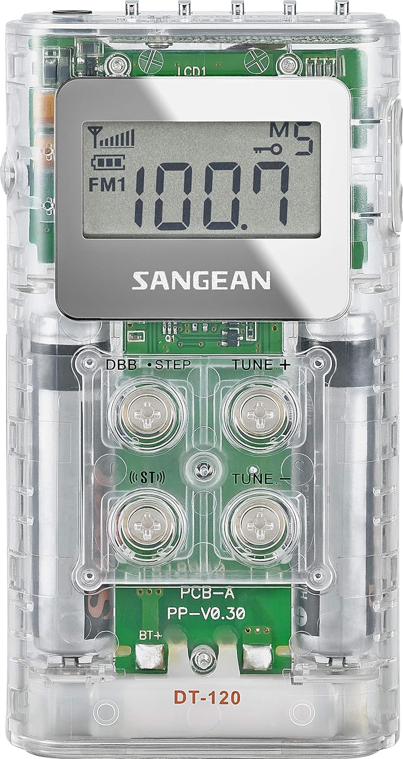 Sangean DT-120 Clear Pocket Am/FM Digital Radios (Clear)