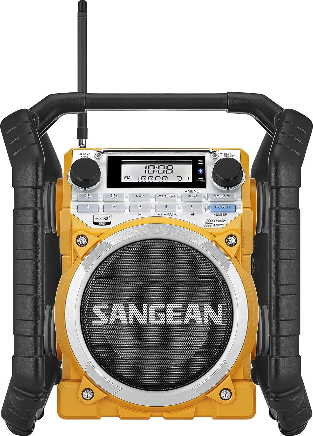 Sangean U4 AM/FM-RBDS/Weather Alert/Bluetooth/Aux-in Ultra Rugged Rechargeable Digital Tuning Radio (Yellow)