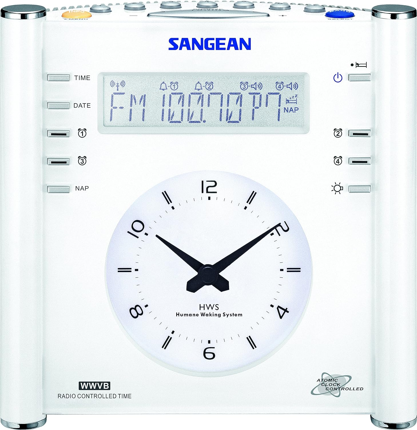 Sangean RCR-3 AM/FM Atomic Digital/Analog Clock Radio (White), One Size