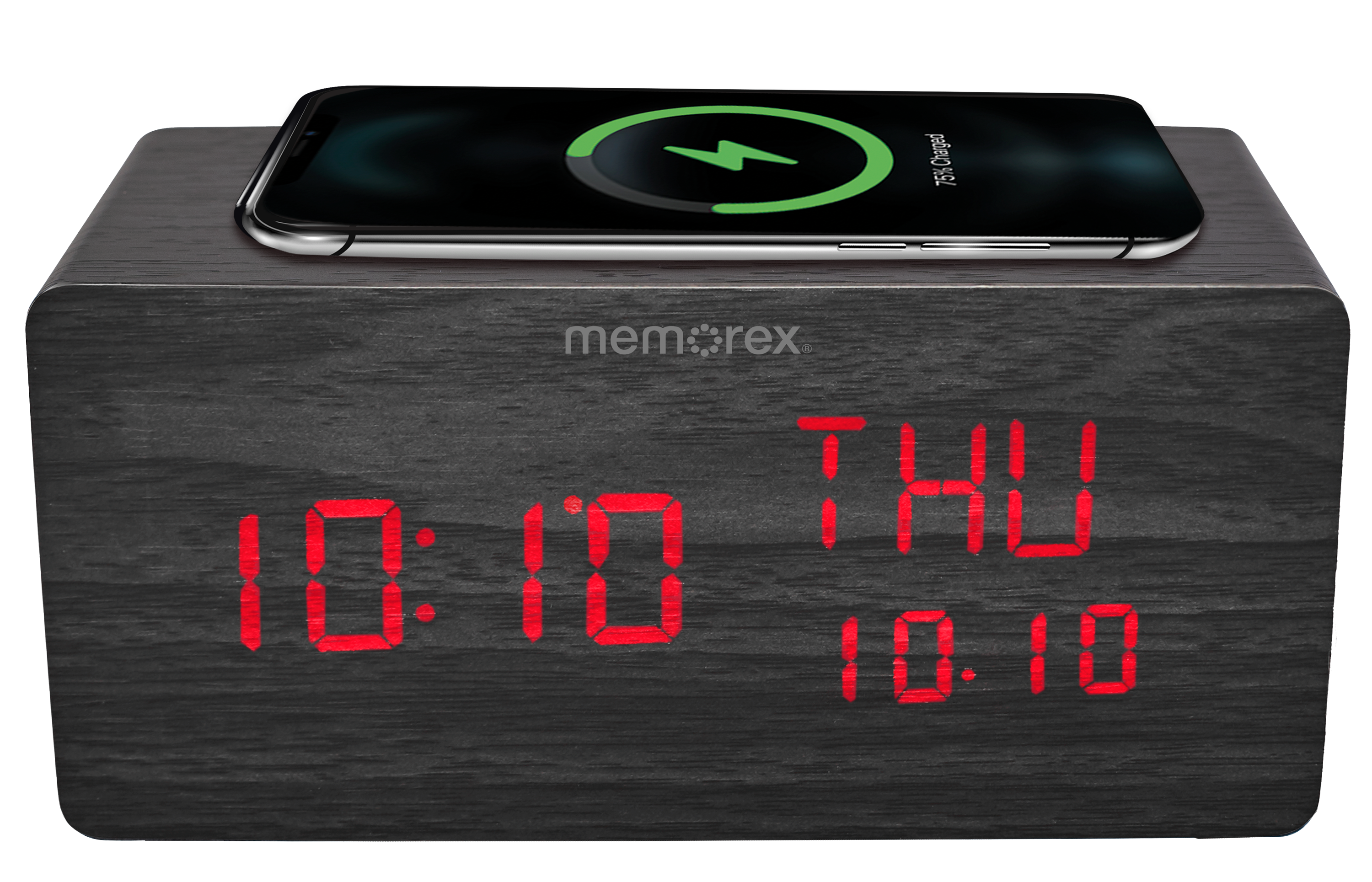 Memorex CRBT250 Bluetooth Led Alarm Clock With Wireless Charger